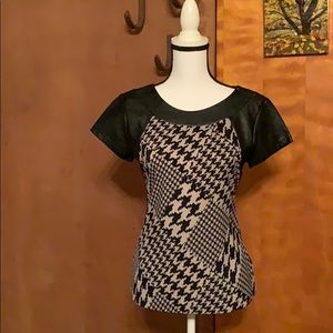 Worthington Stretch Faux Leather Top gently loved